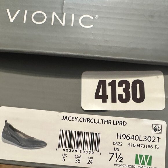 Vionic Jacey Orthotic Supportive Leather Leopard Comfort Wedge Women’s 7.5 Wide - Picture 13 of 13